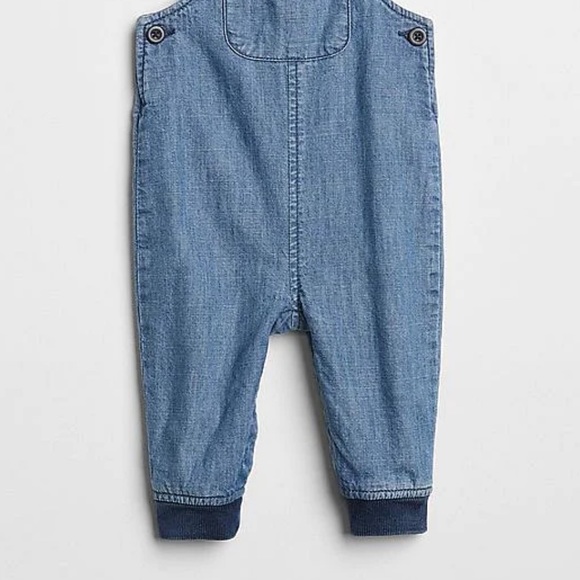 Baby Gap One-piece Denim Overalls lined size 12-18 months EUC - Picture 3 of 8